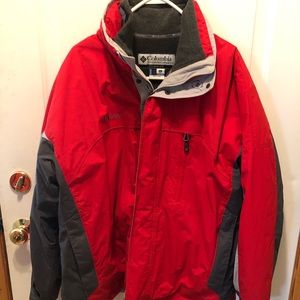 Mens Red Columbia coat size L